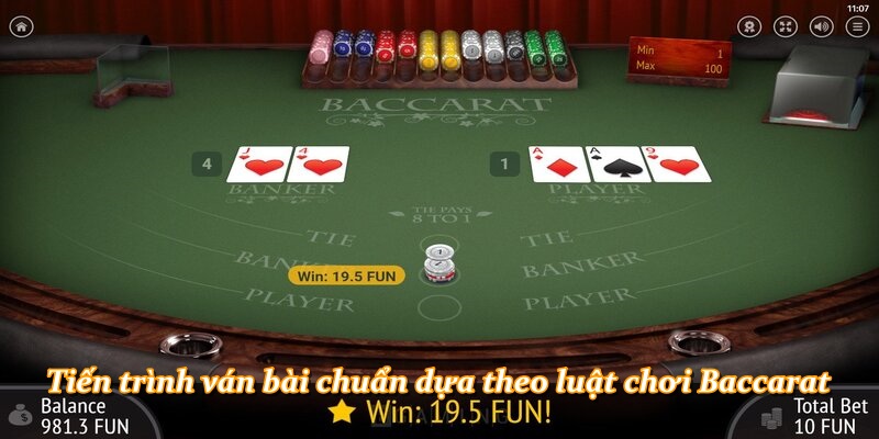 Tiến trình ván bài chuẩn dựa theo luật chơi Baccarat